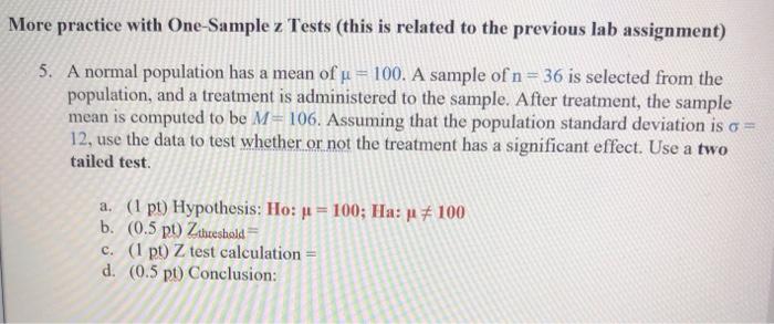 Solved More practice with One-Sample z Tests (this is | Chegg.com