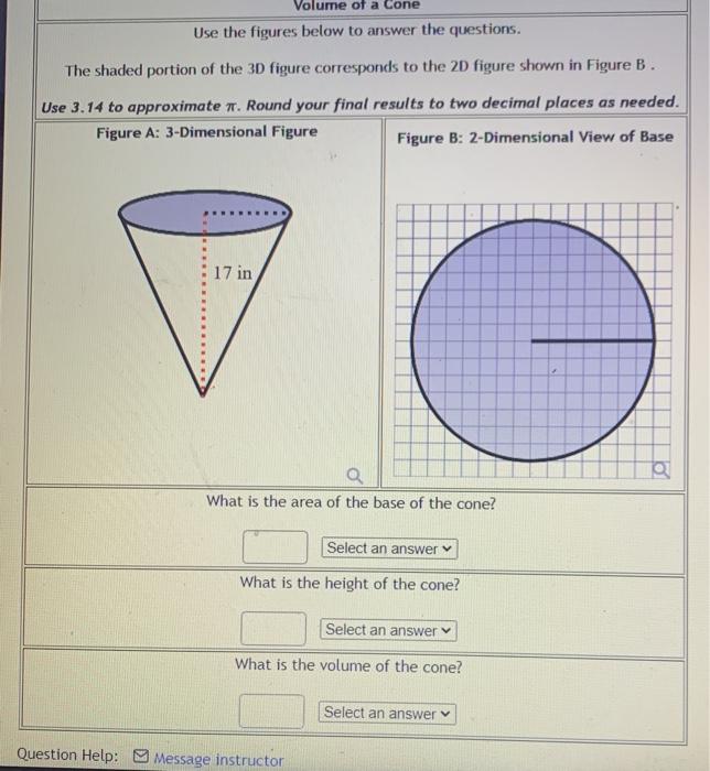 Solved Volume of a Cone Use the figures below to answer the | Chegg.com