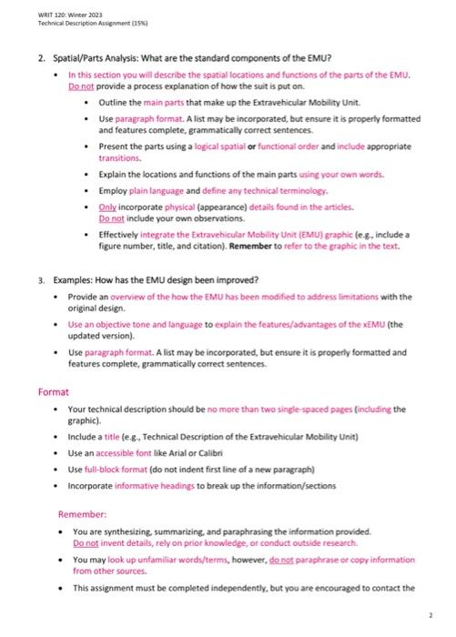 Technical Description Aasignment (15N) Technical | Chegg.com