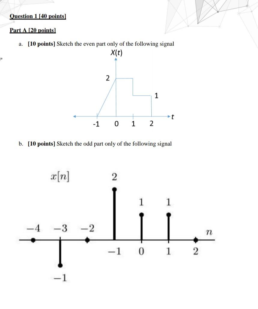 Solved Question 140 points Part A 20 points a. [10 points] | Chegg.com
