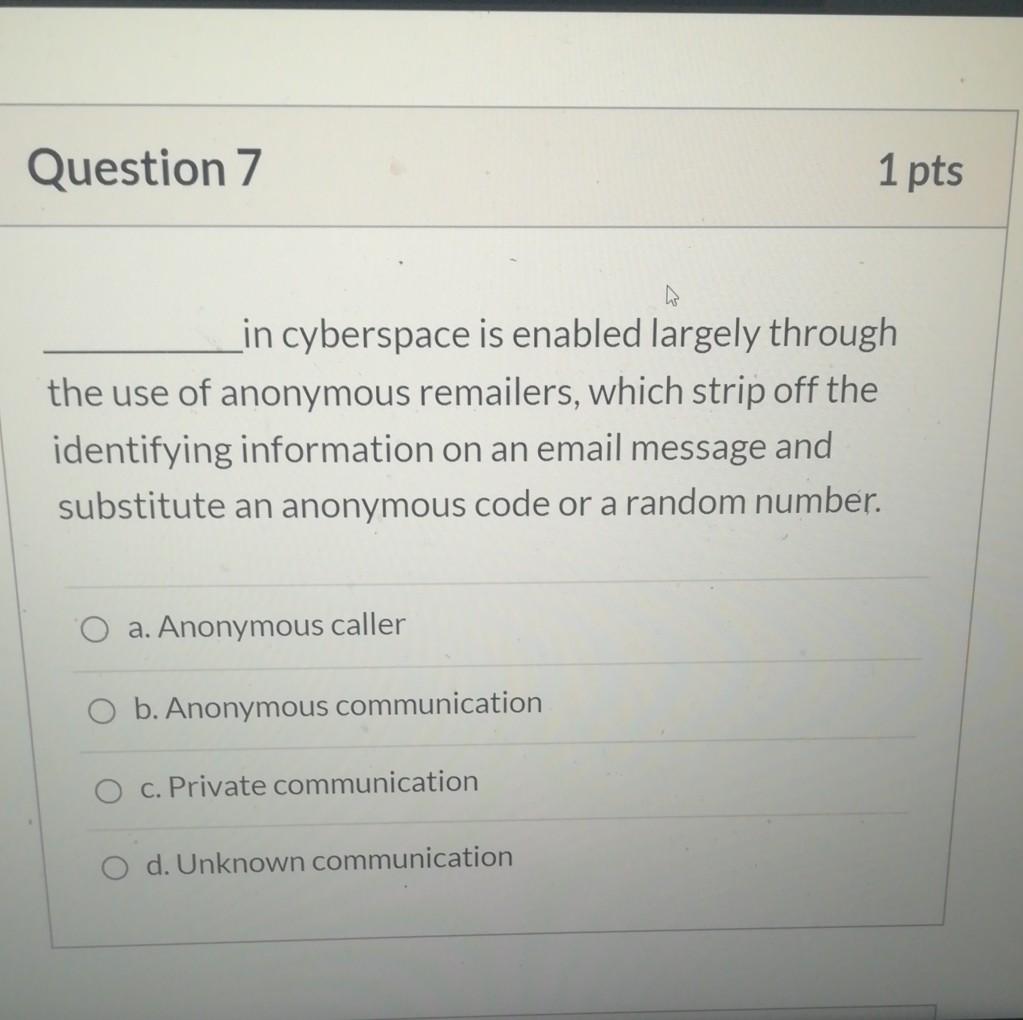 Solved D Question 1 1 pts How does the individual come to be | Chegg.com