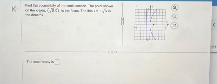 Solved Find The Eccentricity Of The Conic Section. The Point | Chegg.com