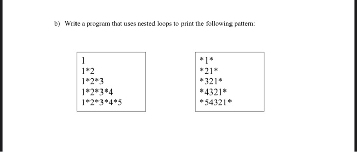 Solved B) Write A Program That Uses Nested Loops To Print | Chegg.com