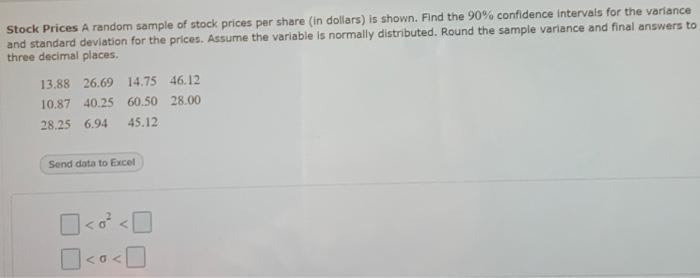 Solved Stock Prices A random sample of stock prices per | Chegg.com