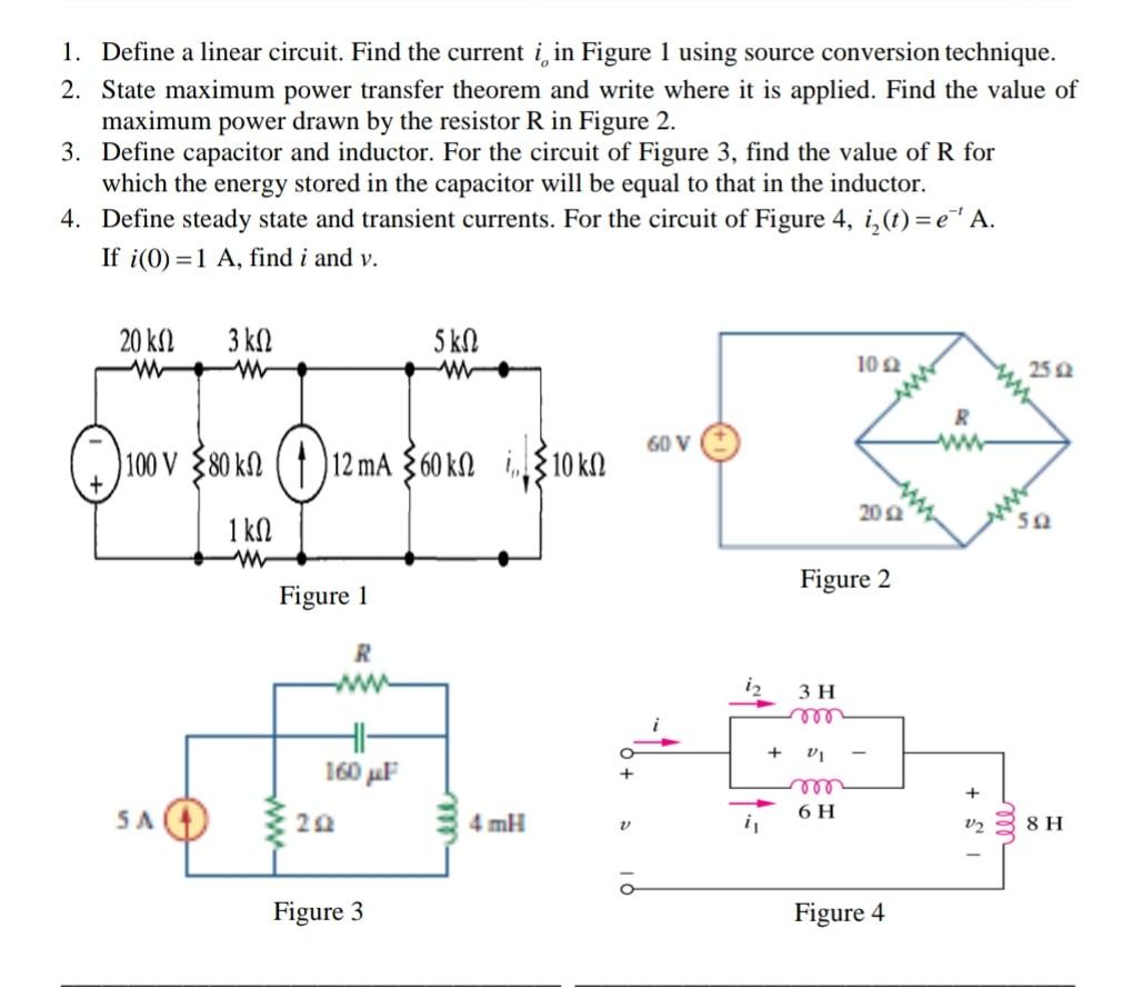 Solved 1. Define a linear circuit. Find the current i, in | Chegg.com