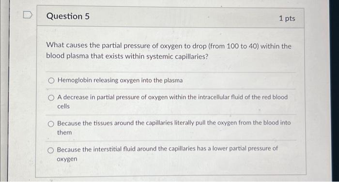 Solved What causes the partial pressure of oxygen to drop | Chegg.com