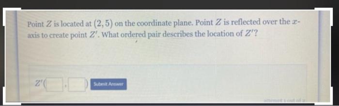 Solved Point Z is located at (2,5) on the coordinate plane. | Chegg.com