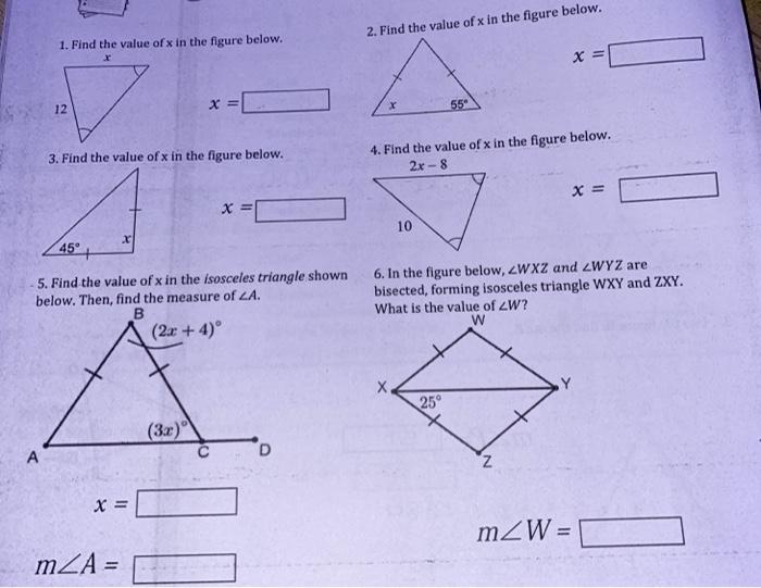 Solved 2. Find the value of x in the figure below. 1. Find | Chegg.com