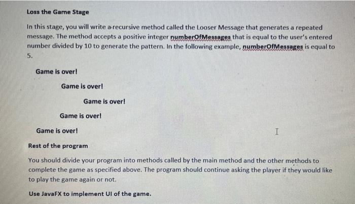 Solved In this program, you will create a java game using | Chegg.com