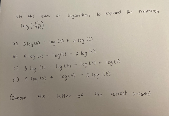 Solved] O. Laws of Logarithms Lesson 5 Assignment 1. Fully simplify each  of