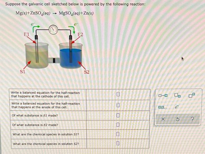 Solved Suppose the galvanic cell sketched below is powered | Chegg.com