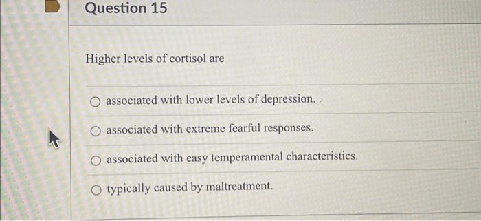 Solved Higher levels of cortisol are associated with lower | Chegg.com
