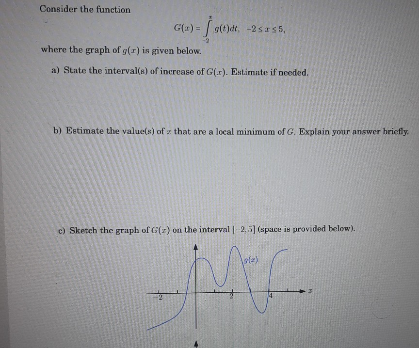 Solved Consider The Function G V G T Dt Where Chegg Com