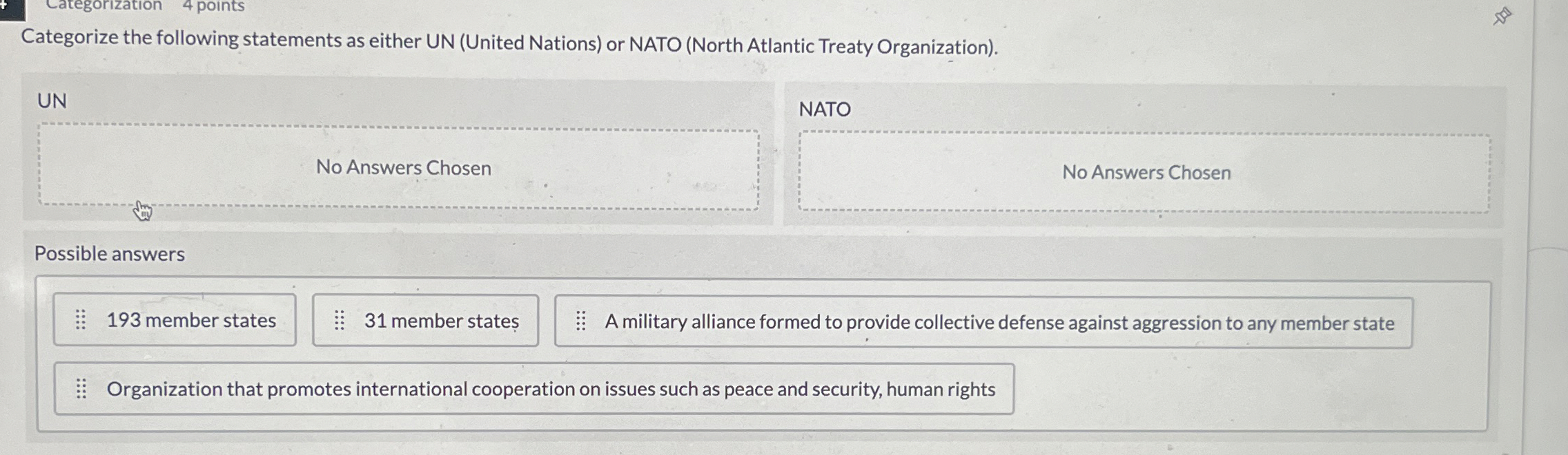 Solved Categorize the following statements as either UN | Chegg.com