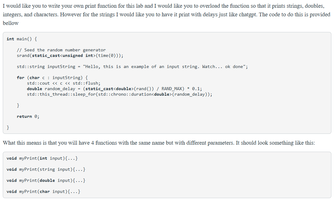 Solved I would like you to write your own print function for | Chegg.com