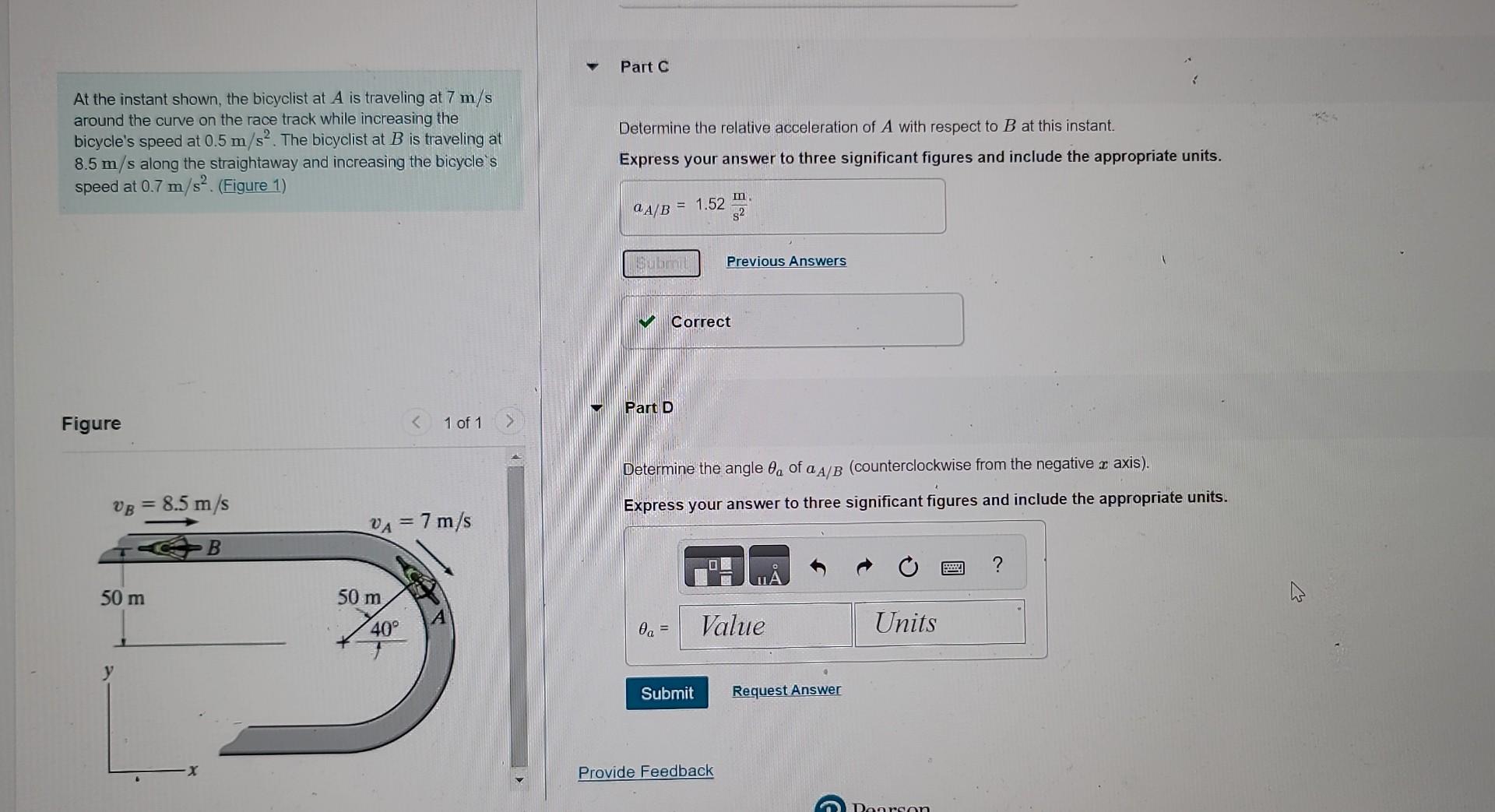 Solved At the instant shown, the bicyclist at A is traveling | Chegg.com