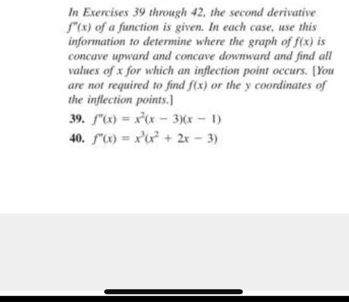 Solved In Exercises 39 through 42, the second derivative | Chegg.com
