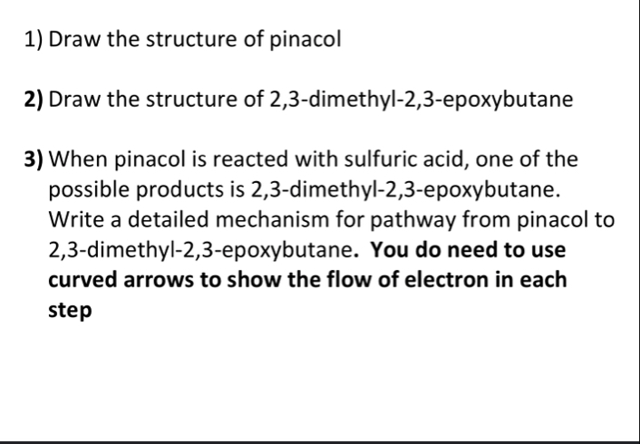 Handwrite the structure of pinacolHandwrite the | Chegg.com