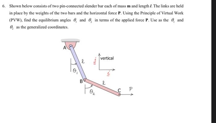 Solved 6. Shown below consists of two pin-connected slender | Chegg.com