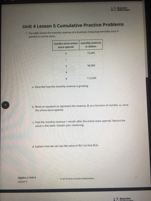 unit 3 lesson 12 cumulative practice problems