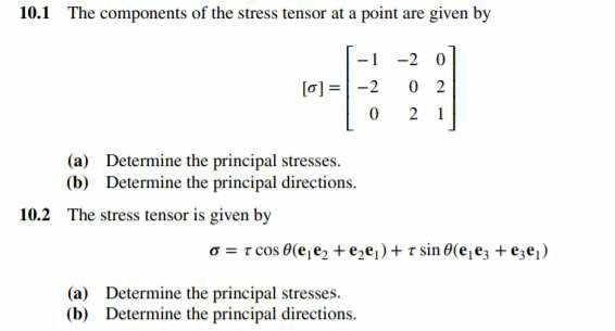 Solved 10.1 The components of the stress tensor at a point | Chegg.com