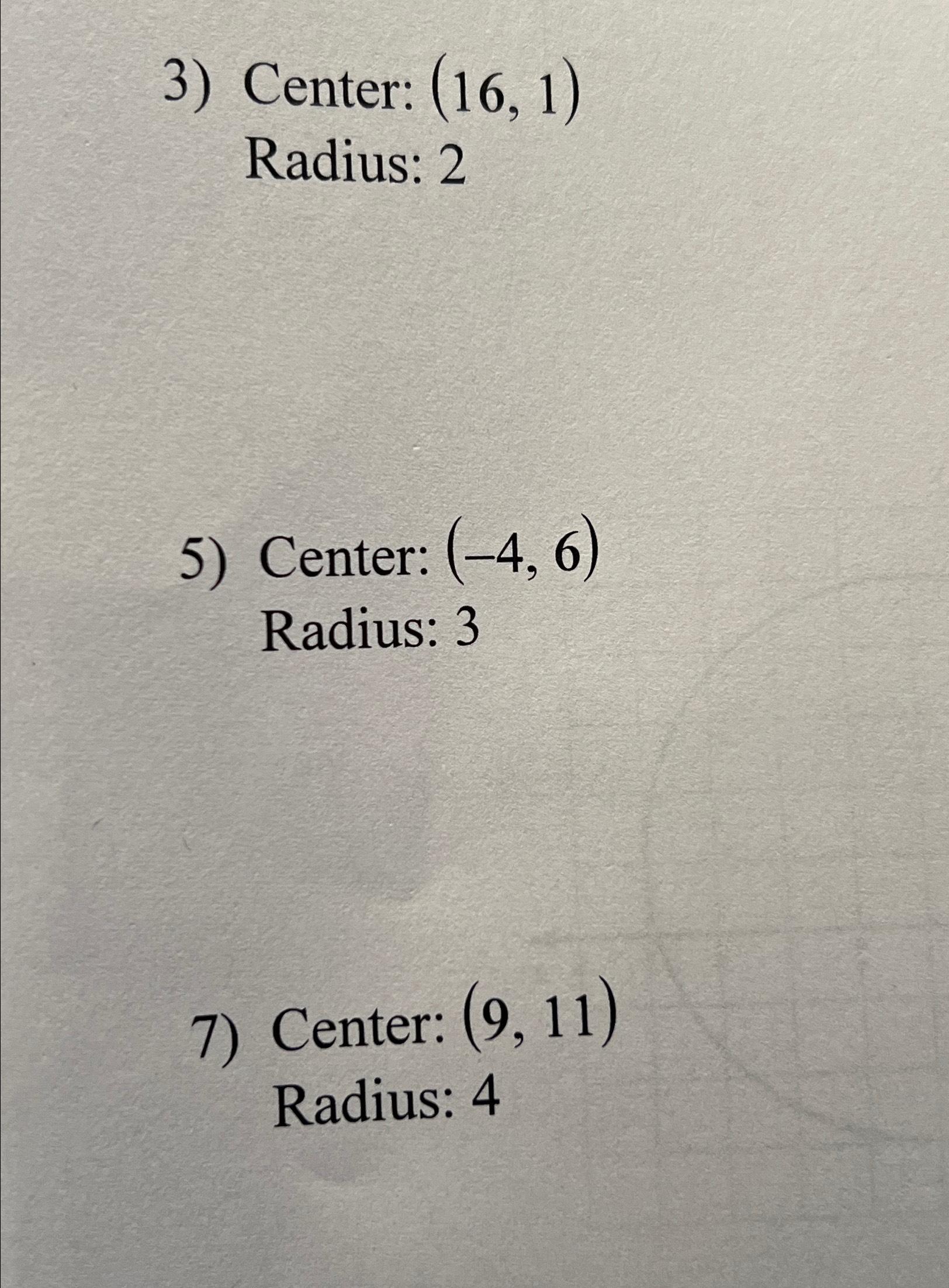 write the equation of the circle centered at with radius 13