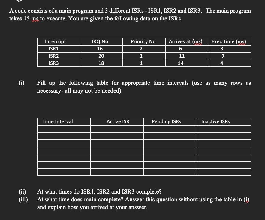 Solved A code consists of a main program and 3 different | Chegg.com