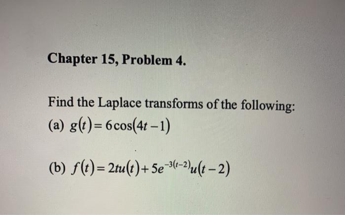 Solved Chapter 15, Problem 4. Find The Laplace Transforms Of | Chegg.com