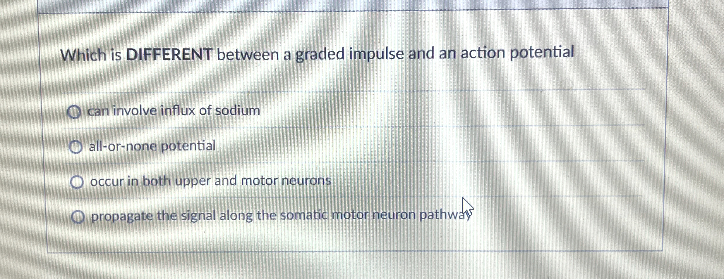 Solved Which is DIFFERENT between a graded impulse and an | Chegg.com