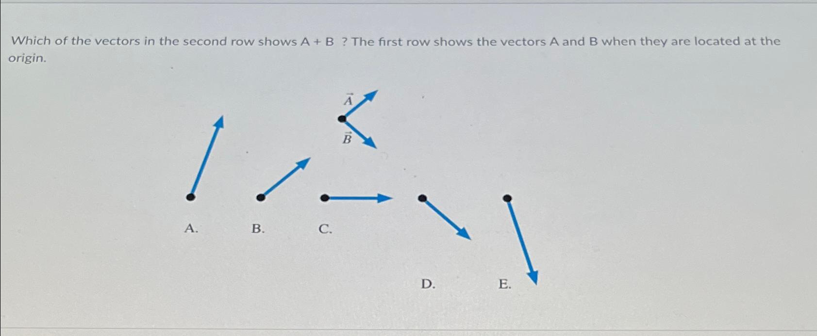 Solved Which of the vectors in the second row shows A B