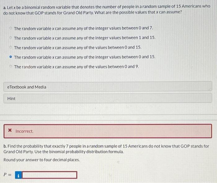 Solved a. Let x be a binomial random variable that denotes | Chegg.com