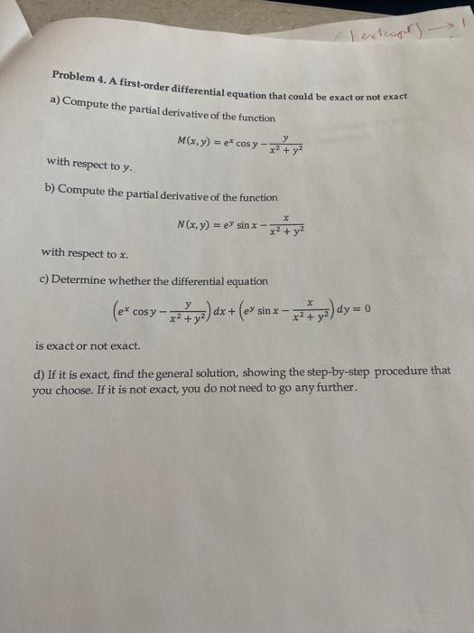 Solved Problem 4. A First-order Differential Equation That | Chegg.com