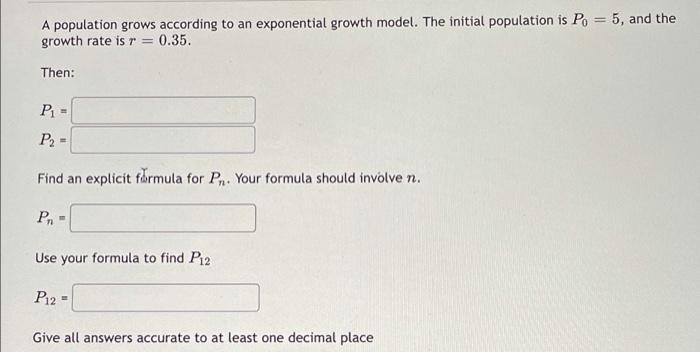 Solved A population grows according to an exponential growth | Chegg.com