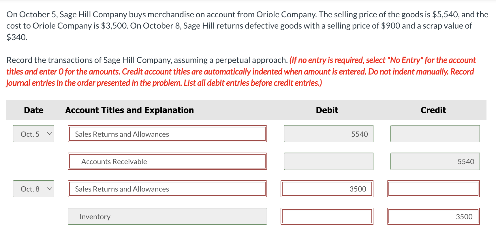 Solved On October 5, ﻿Sage Hill Company buys merchandise on | Chegg.com