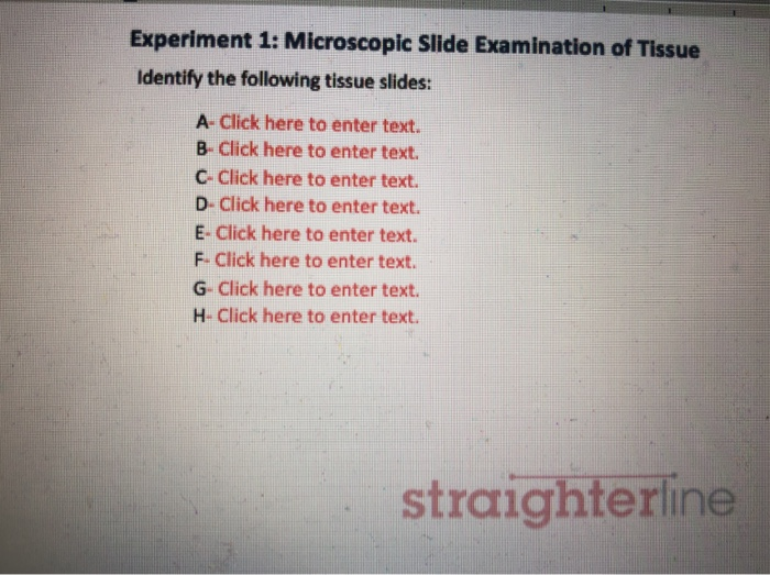 experiment 1 microscopic slide examination of tissue