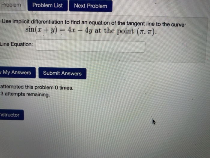 Solved Problem Problem List Next Problem Use implicit | Chegg.com