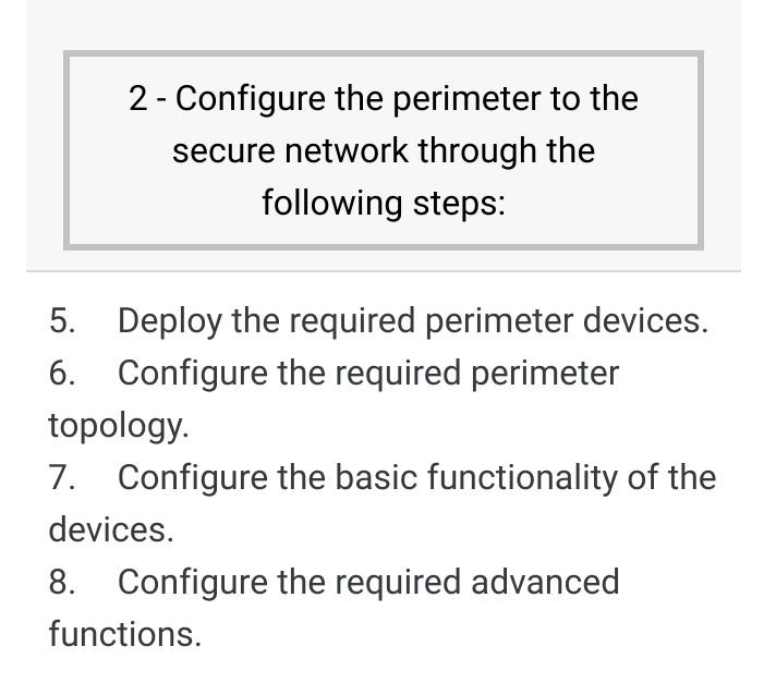 Solved 2 - Configure the perimeter to the secure network