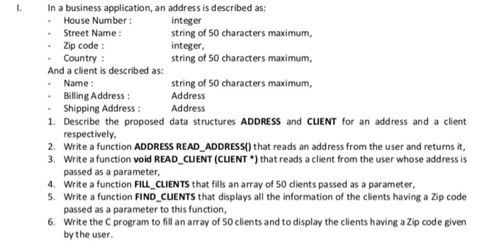 Solved I. In a business application, an address is described | Chegg.com