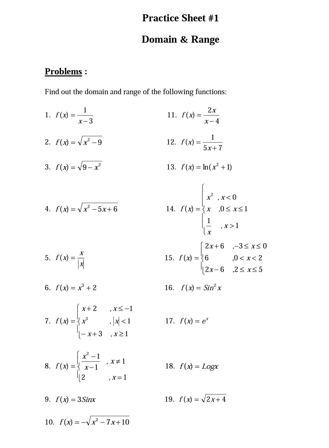 Solved Find out the domain and range of the following | Chegg.com