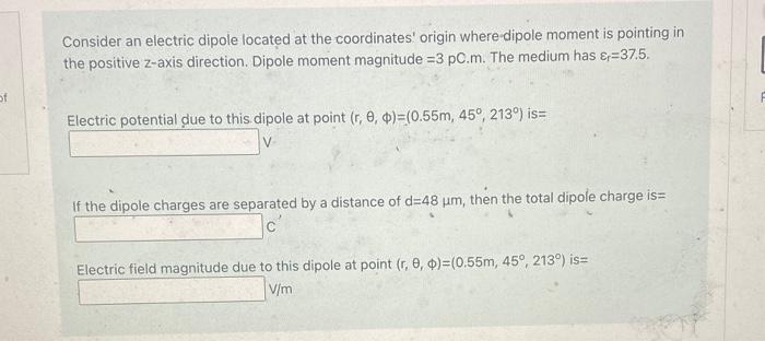 Solved Consider an electric dipole located at the | Chegg.com