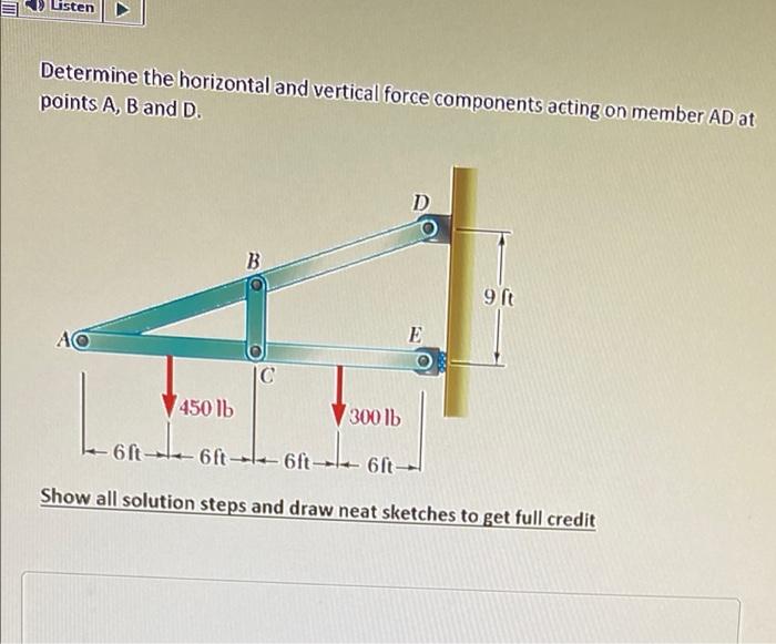 Solved Listen Determine the horizontal and vertical force | Chegg.com