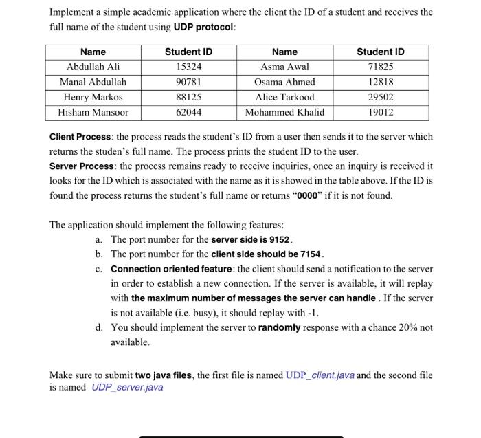 Solved Implement a simple academic application where the | Chegg.com