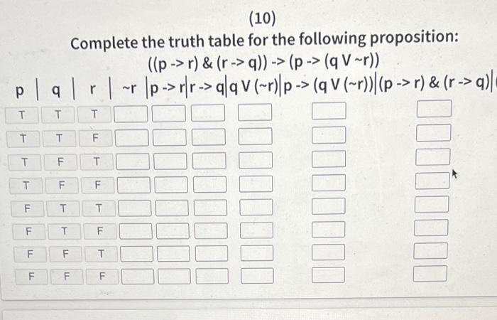 Solved (5) Complete the truth table for the following | Chegg.com