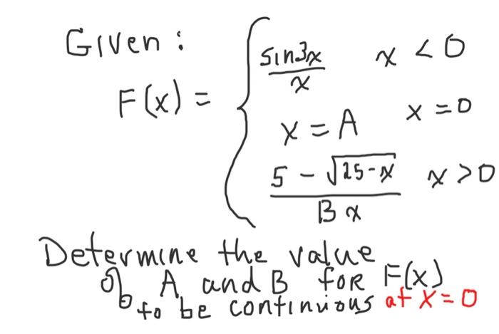 Solved Determine the value of A and B for F(x) | Chegg.com