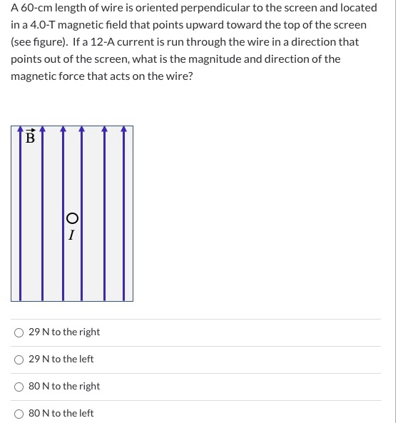 Solved A 60-cm length of wire is oriented perpendicular to | Chegg.com