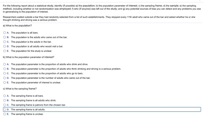 Solved For The Following Report About A Statistical Study, | Chegg.com