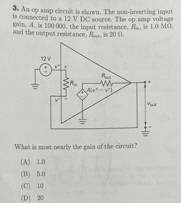 Solved 3. An Op Amp Circuit Is Shown. The Non-inverting | Chegg.com