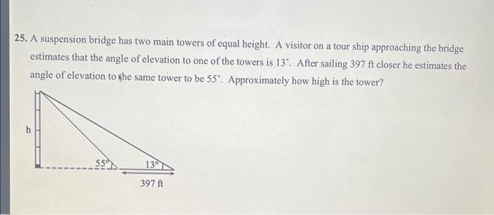 Solved 5. A suspension bridge has two main towers of equal | Chegg.com