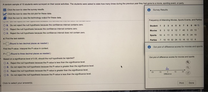 Solved A random sample of 10 students were surveyed on their | Chegg.com