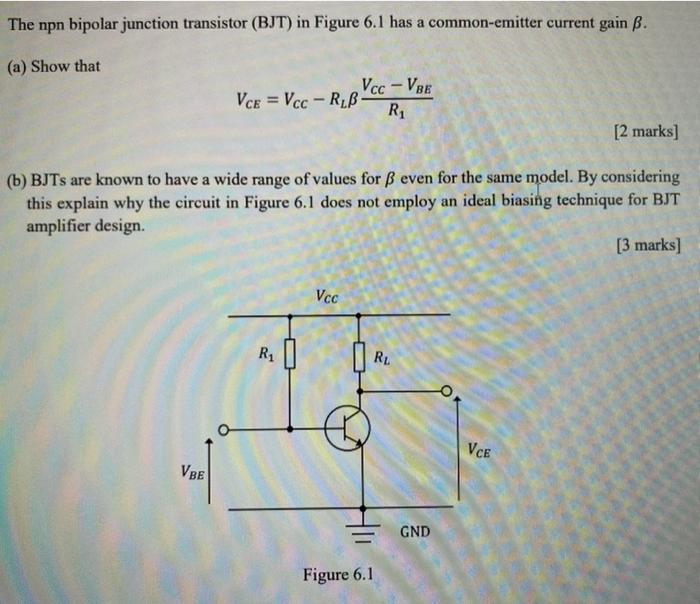 Solved The npn bipolar junction transistor (BJT) in Figure | Chegg.com